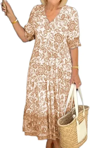 Women's Dress V-Neck Vintage Loose Skirt