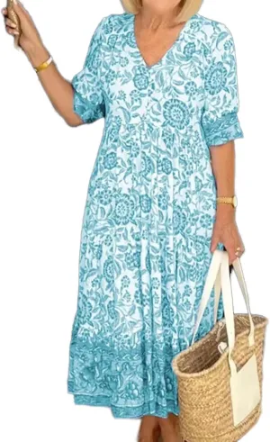 Women's Dress V-Neck Vintage Loose Skirt