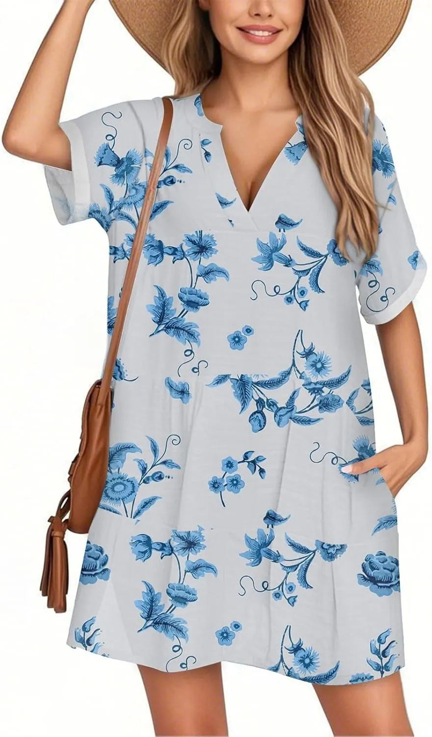 Womens Dresses Casual Flowy Beach Vacation Hawaiian Cruise Trendy Travel Casual Sexy Cover Up Dress to Hide Tummy