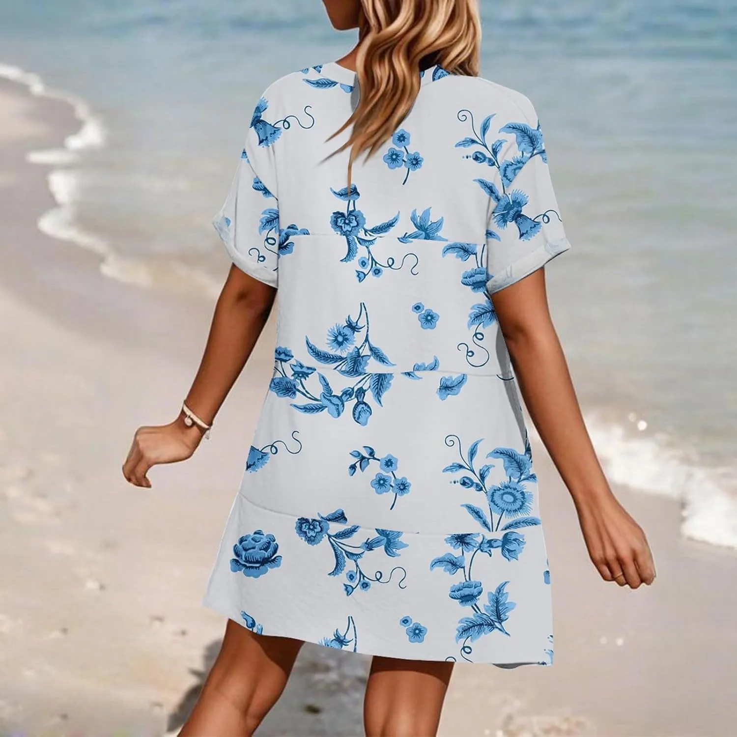 Womens Dresses Casual Flowy Beach Vacation Hawaiian Cruise Trendy Travel Casual Sexy Cover Up Dress to Hide Tummy