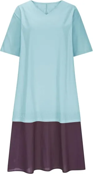 Womens Dresses Casual Midi Half Sleeves Dress Lightweight Splicing Fashion Casual Cute Plus Size Sundress