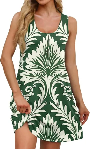 Womens Dresses Casual Summer Tank Dress Sundresses Sleeveless Short Dresses Office Spring Flowy Dress with Pocket