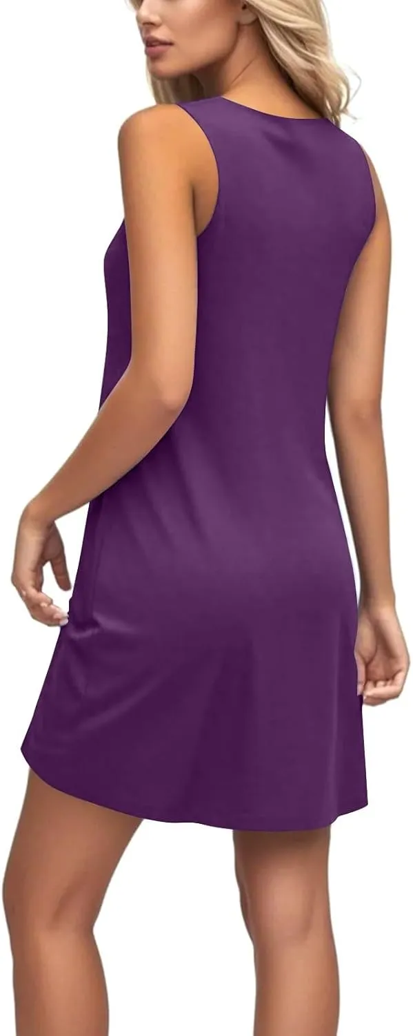 Womens Dresses Summer Sundresses Casual Dress Sleeveless Tank Dress with Pockets Office A Line Vest Dresses