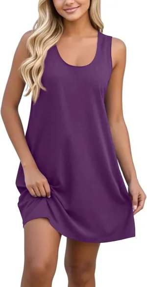 Womens Dresses Summer Sundresses Casual Dress Sleeveless Tank Dress with Pockets Office A Line Vest Dresses