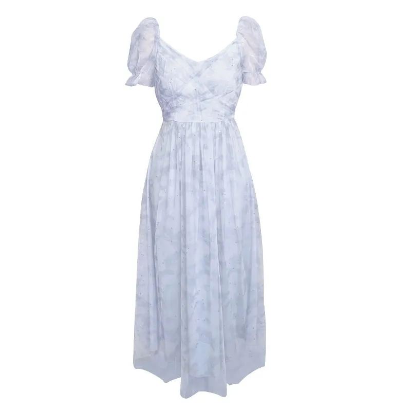 Women's Fairy Chiffon Puff Shoulder Sleeves Dress