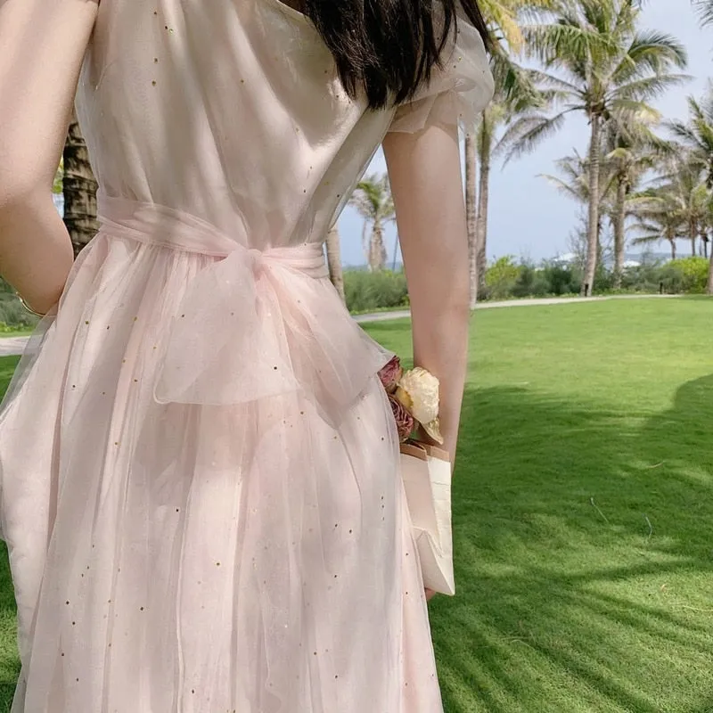 Women's Fairy Chiffon Puff Shoulder Sleeves Dress