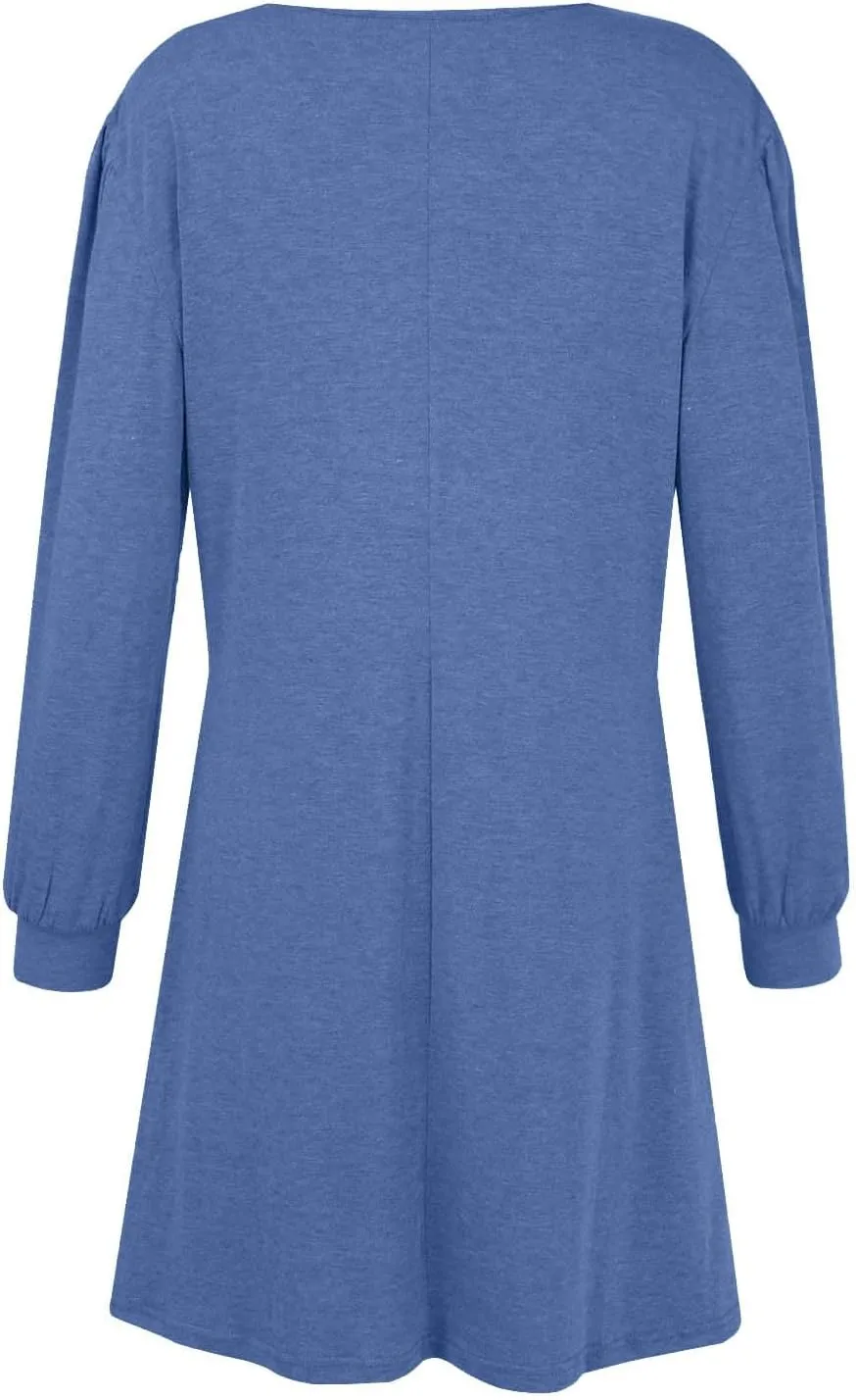 Women's Fall Casual Trendy Long Sleeve Crew Solid Button Midi Sun Dresses,S-3XL