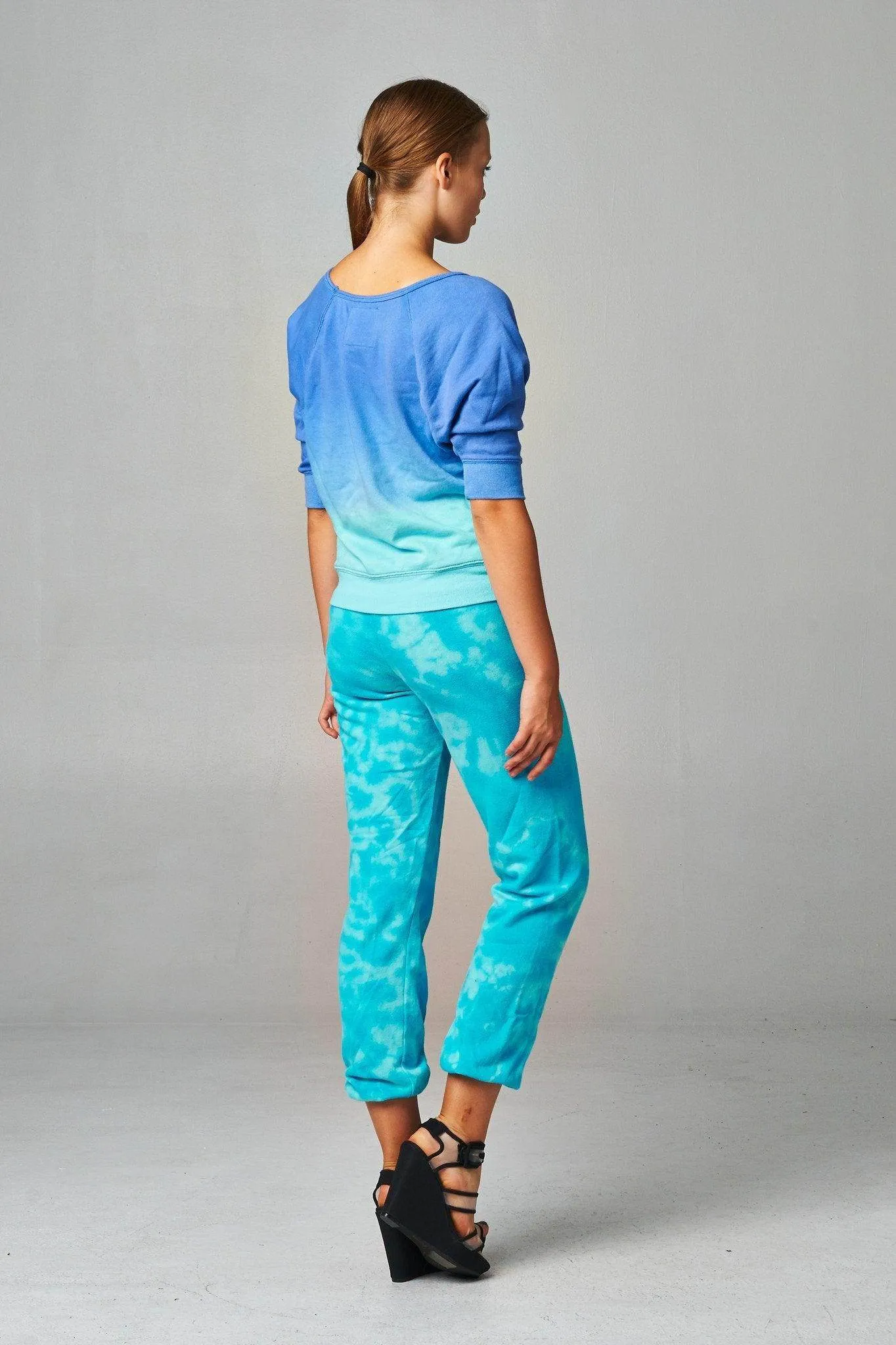 Women's French Terry Long Sleeve Dip Dye Screened