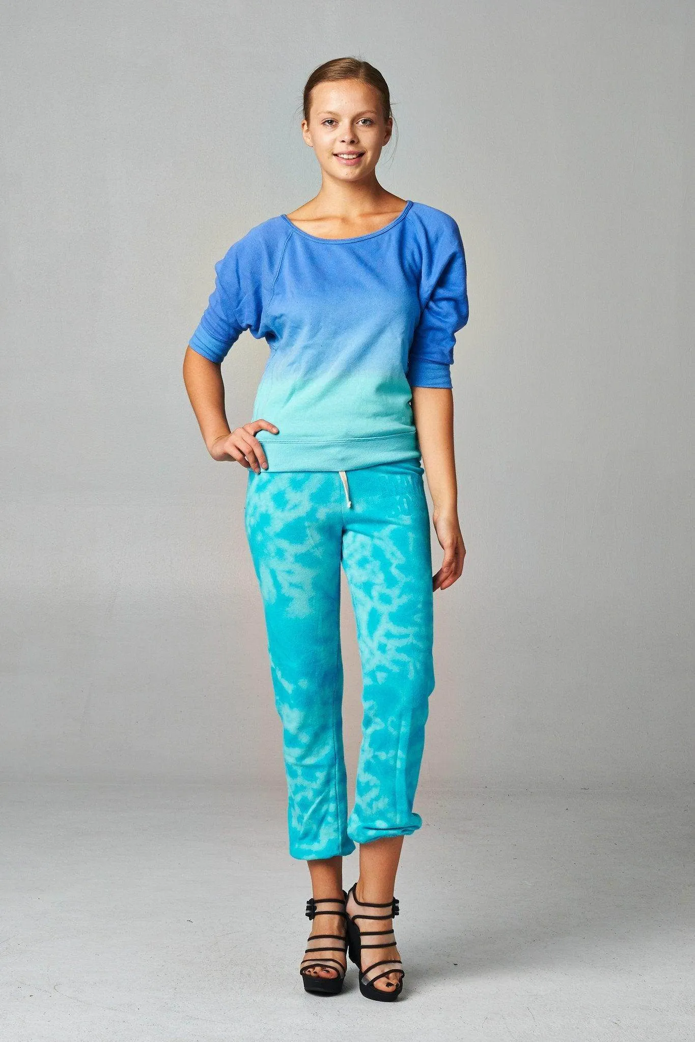 Women's French Terry Long Sleeve Dip Dye Screened