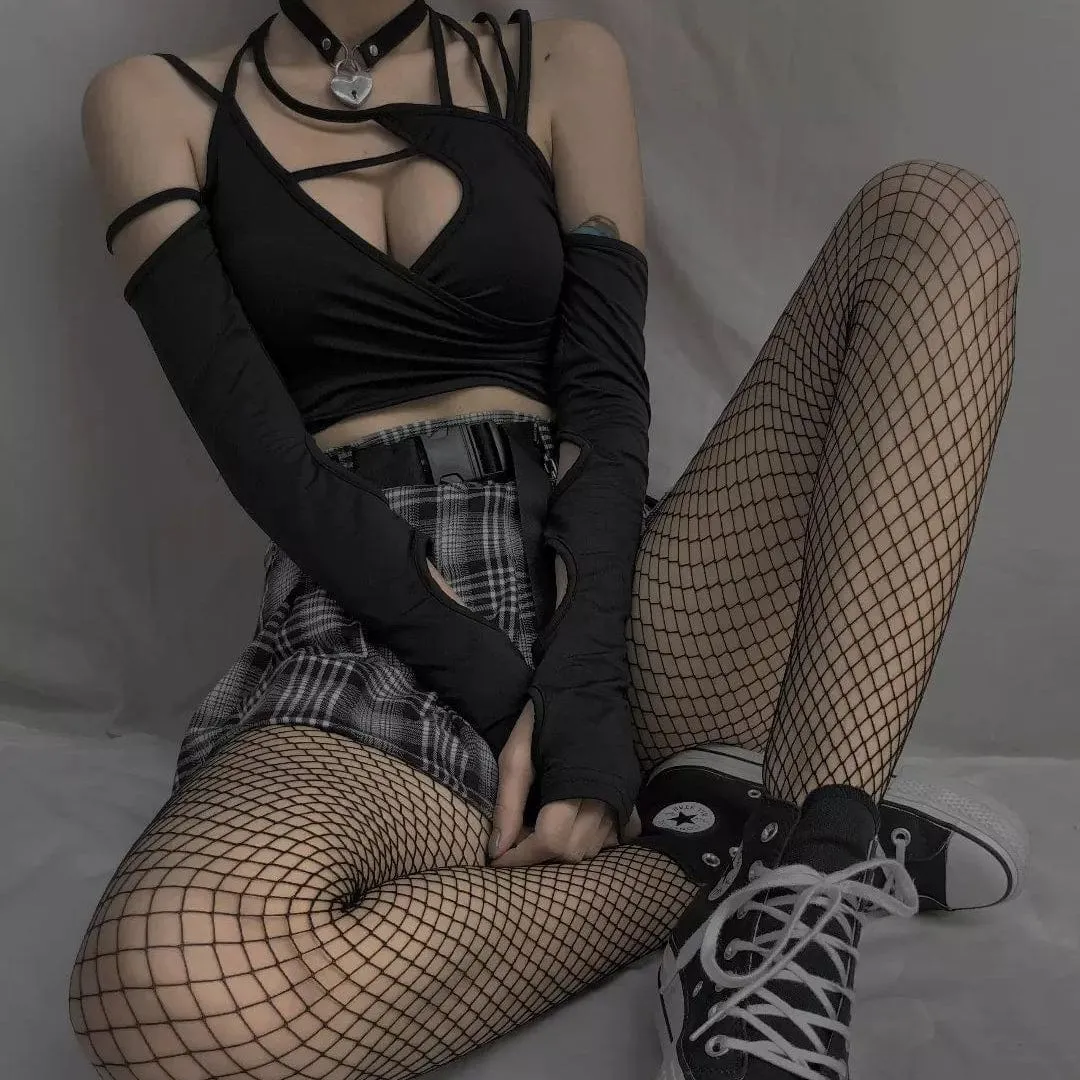 Women's Gothic Chain Plaid Pleated Skirts With Pocket
