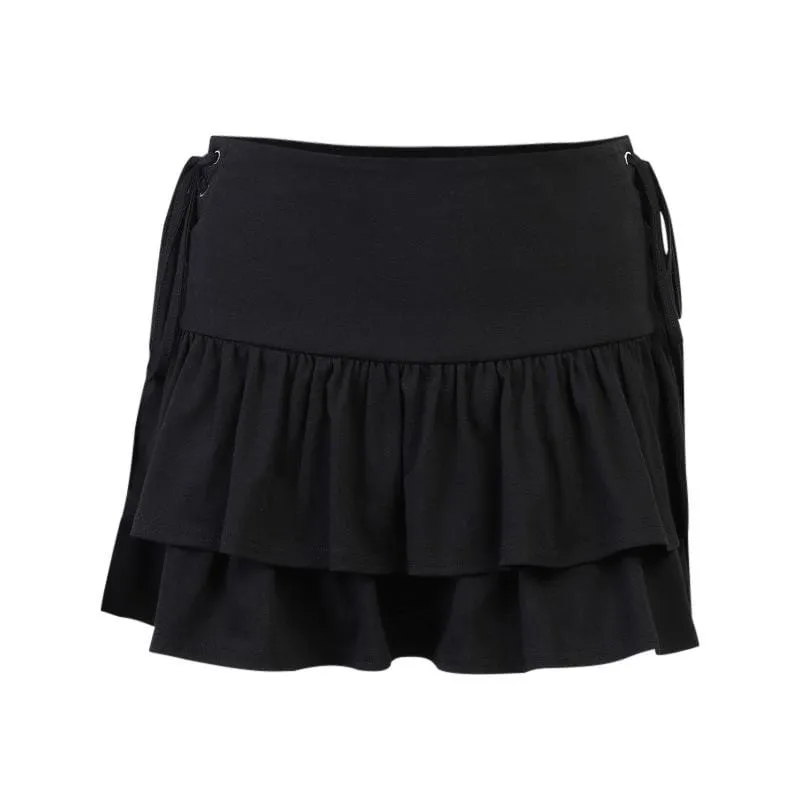 Women's Grunge Side Lacing Double-layer Mini Skirts