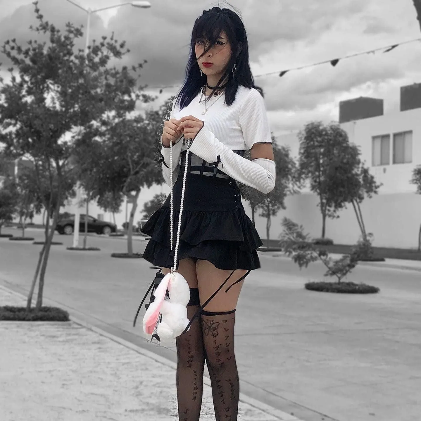 Women's Grunge Side Lacing Double-layer Mini Skirts