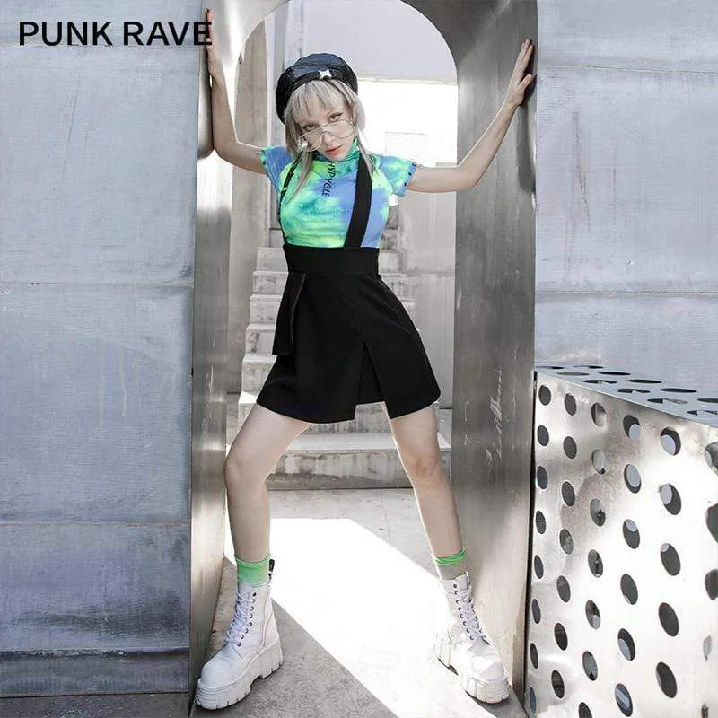 Women's Grunge Slit A-line Suspender Skirts