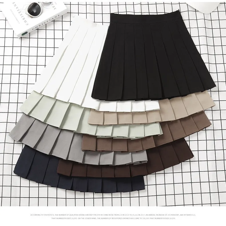 Women's High Waist Fashion Designer Pleated Skirts (Short)
