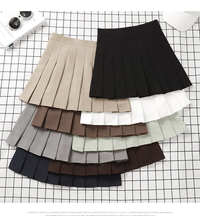 Women's High Waist Fashion Designer Pleated Skirts (Short)