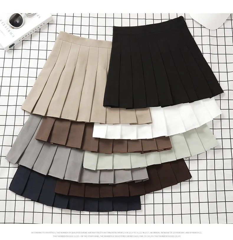 Women's High Waist Fashion Designer Pleated Skirts (Short)