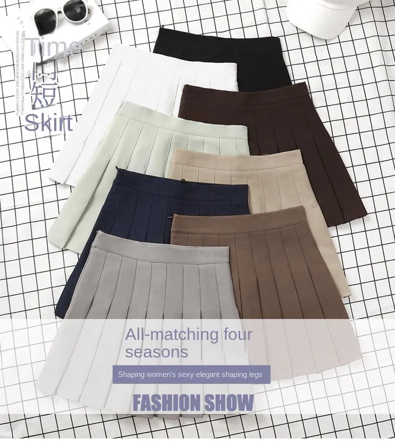 Women's High Waist Fashion Designer Pleated Skirts (Short)