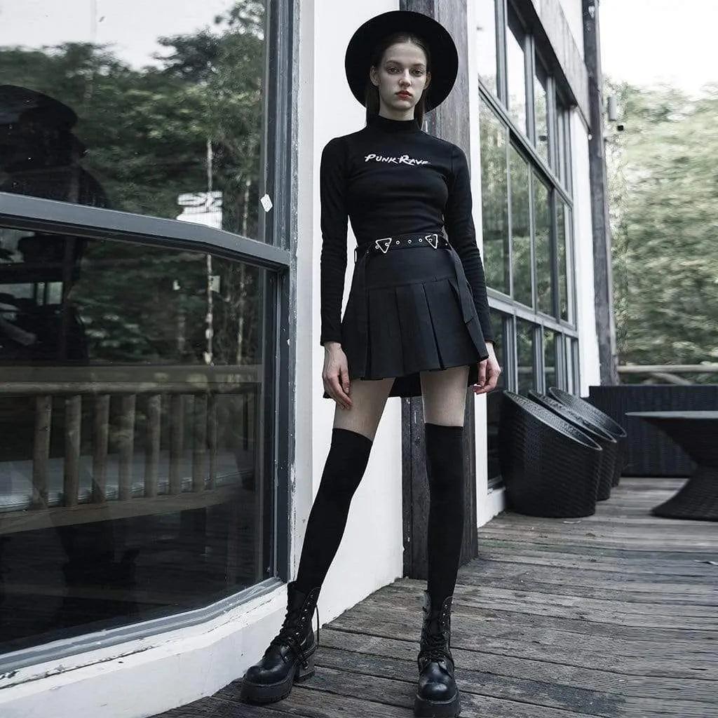Women's Irregular Hem Mini Pleated Skirts With Belt