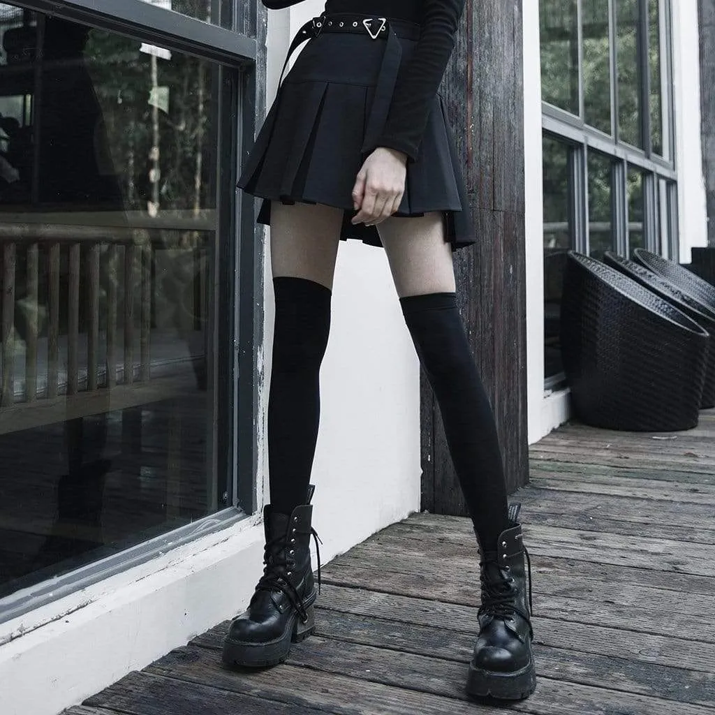 Women's Irregular Hem Mini Pleated Skirts With Belt