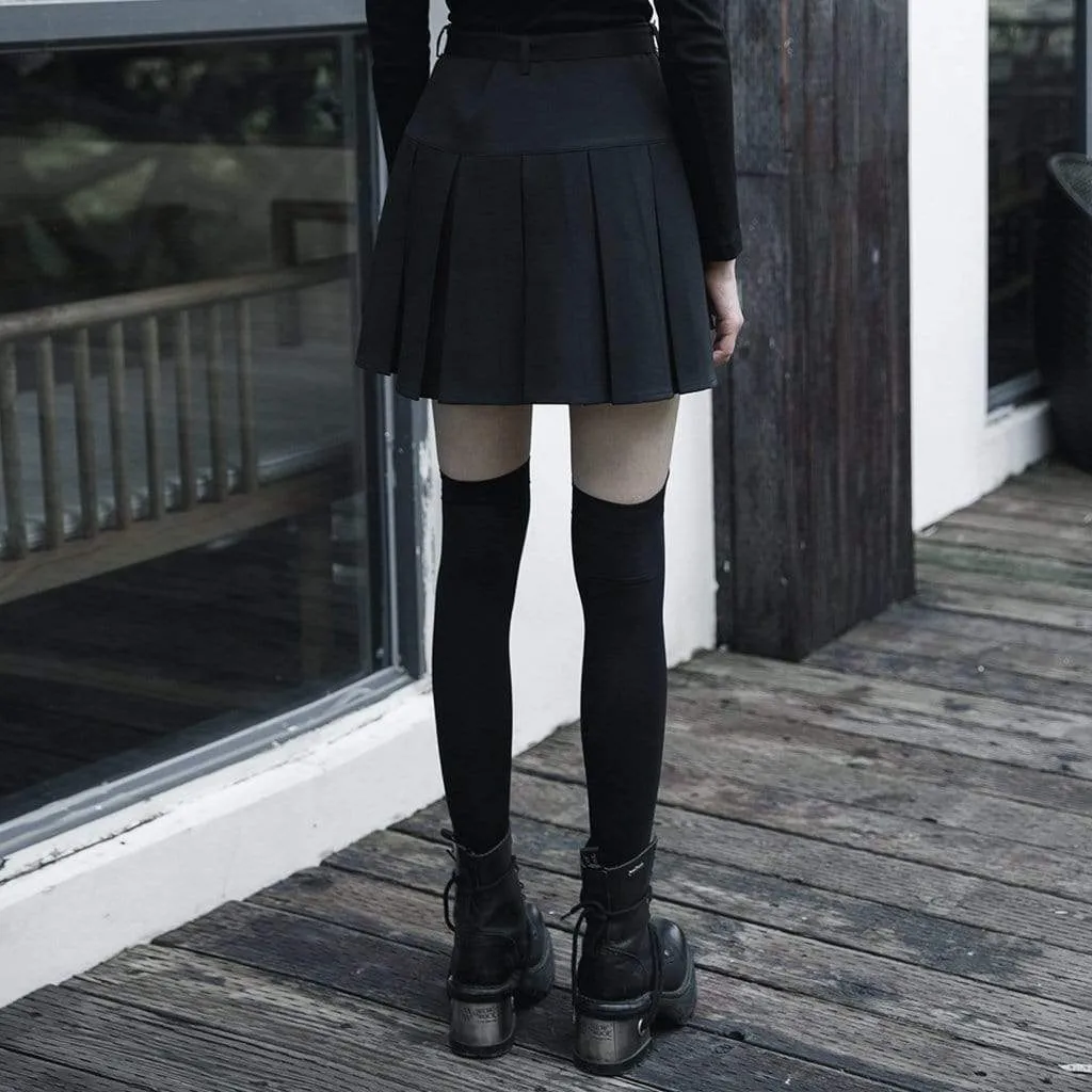 Women's Irregular Hem Mini Pleated Skirts With Belt