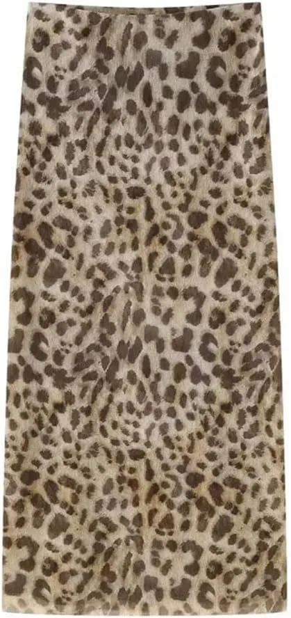 Women's Leopard Long Skirts Casual Summer Elegant Party Printed Midi Skirts