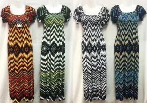 women's long chevron dresses with shoulders assorted colors Case of 12