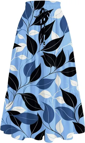 Women's Maxi Dresses 2025 Floral Maxi Skirt Summer Comfy Tiered Elastic High Waisted Skirts Vacation, S-XL