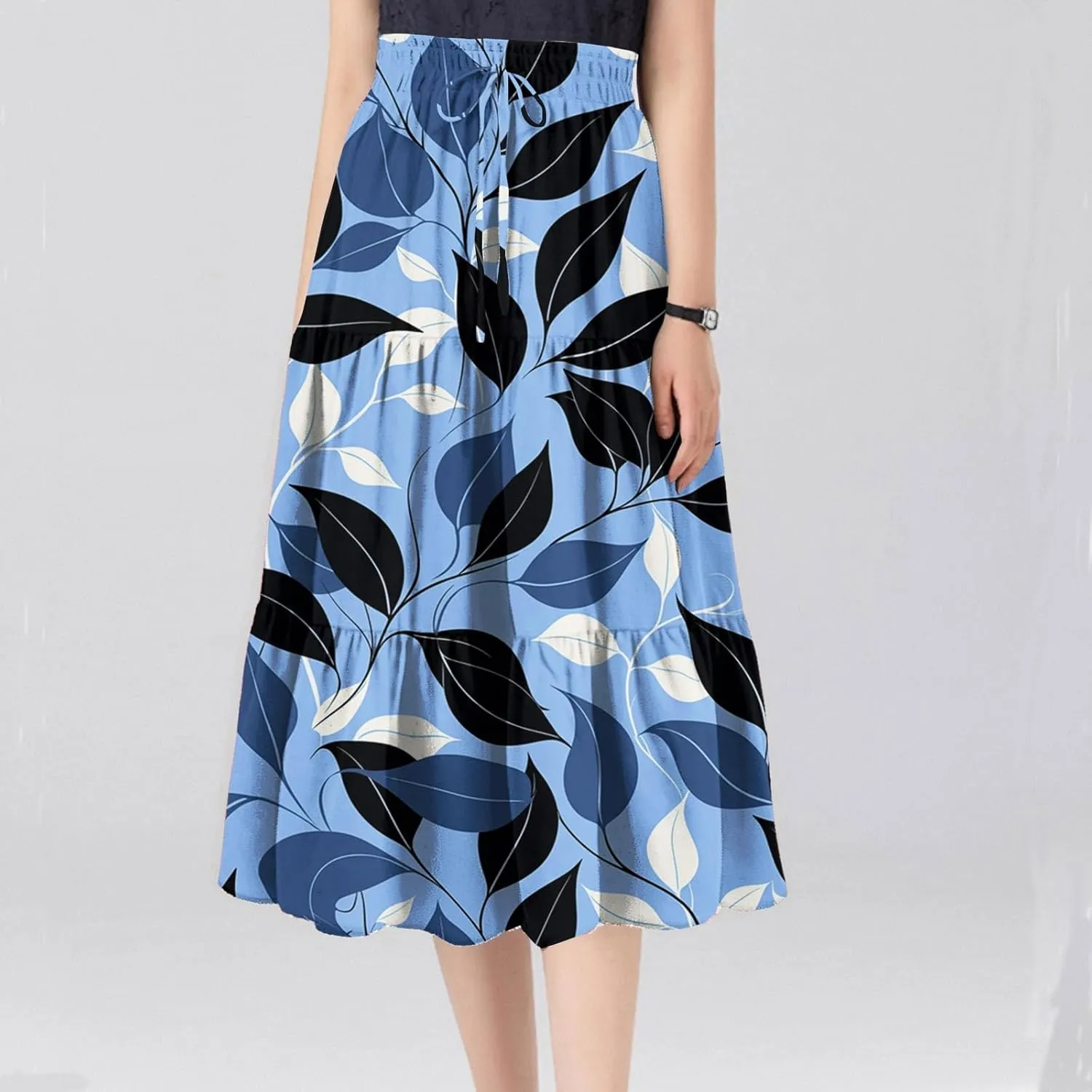 Women's Maxi Dresses 2025 Floral Maxi Skirt Summer Comfy Tiered Elastic High Waisted Skirts Vacation, S-XL