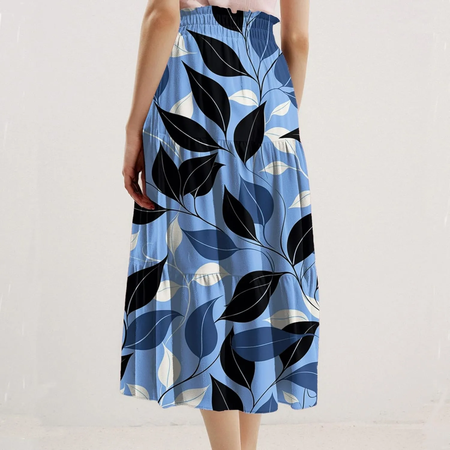 Women's Maxi Dresses 2025 Floral Maxi Skirt Summer Comfy Tiered Elastic High Waisted Skirts Vacation, S-XL