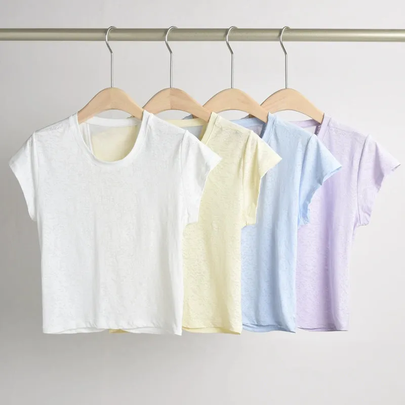 Women's Mesh Back Blouse Loose T-Shirt Short Sleeve Yoga