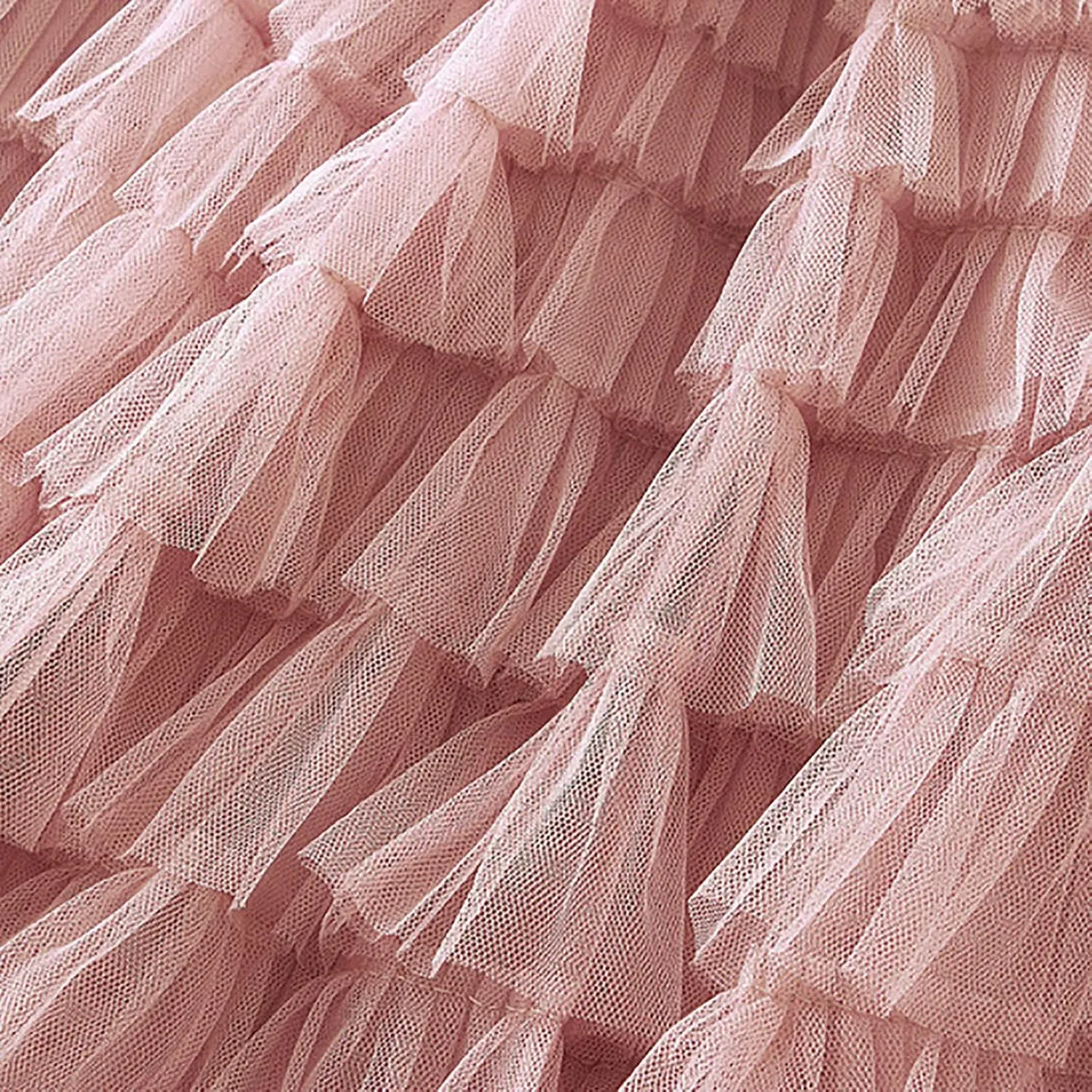 Women's Mesh Maxi Skirts Tiered Ruffle Long Skirt Solid Tulle Skirt High Waist Puffy Midi Skirts for Party Prom