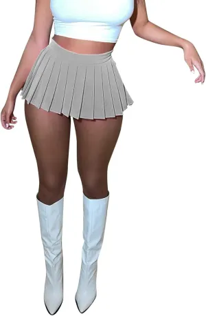 Womens Mini Pleated Cheer Sexy Skirt High Elastic Tennis Skating A Line Skirt Womens Skirts for Summer Mini