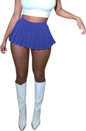 Womens Mini Pleated Cheer Sexy Skirt High Elastic Tennis Skating A Line Skirt Womens Skirts for Summer Mini