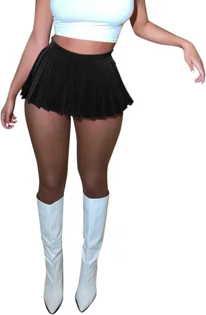 Womens Mini Pleated Cheer Sexy Skirt High Elastic Tennis Skating A Line Skirt Womens Skirts for Summer Mini