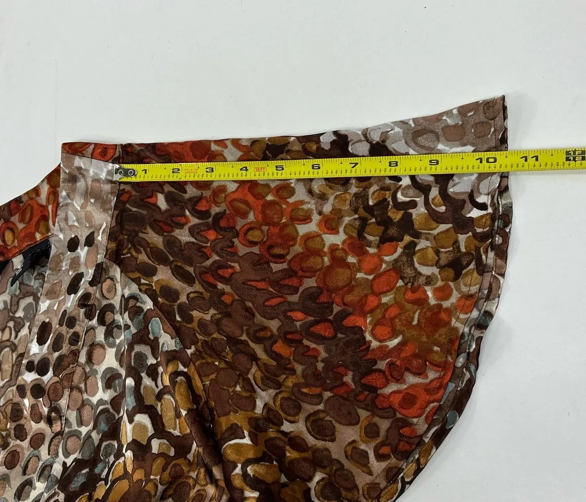 Women's New York & Co. Red Brown Spotted Flutter Sleeve Top - Size Large