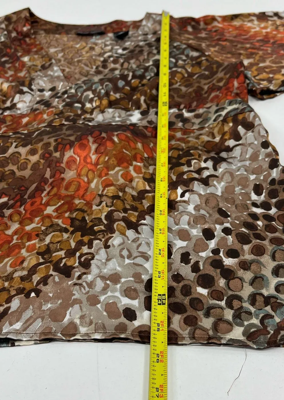 Women's New York & Co. Red Brown Spotted Flutter Sleeve Top - Size Large
