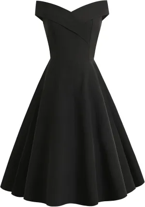 Women's Off Shoulder Semi Formal Elegant Classy Gowns Audrey Hepburn Vintage Evening Party Bodycon Midi Dress