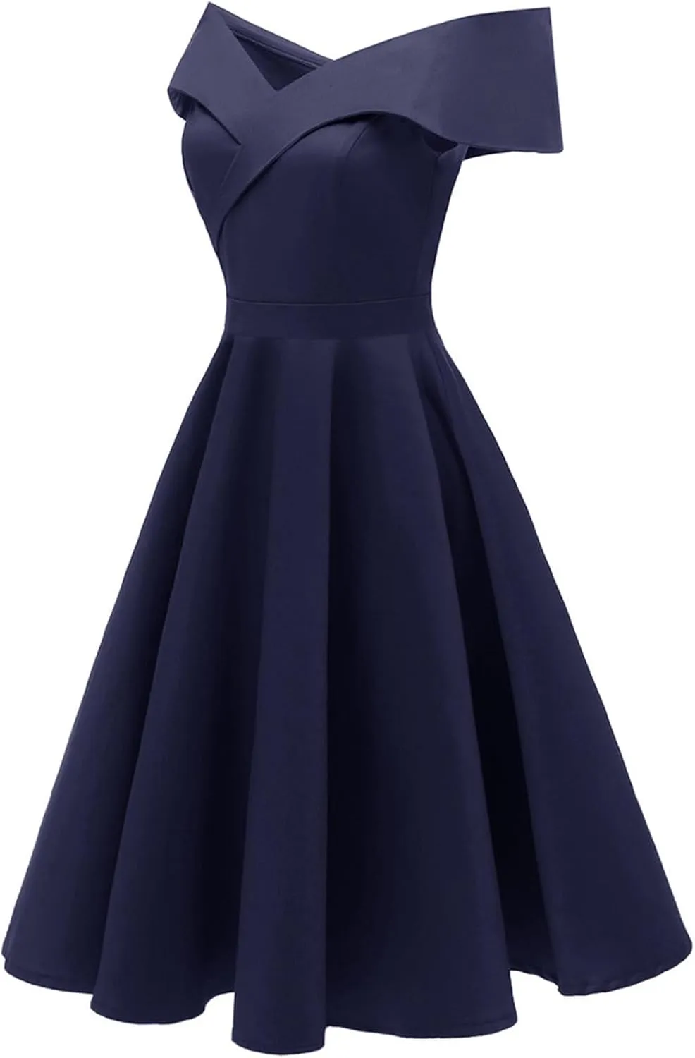 Women's Off Shoulder Semi Formal Elegant Classy Gowns Audrey Hepburn Vintage Evening Party Bodycon Midi Dress