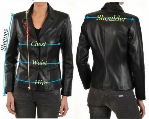 Womens One Button Blazer Black Leather Coat