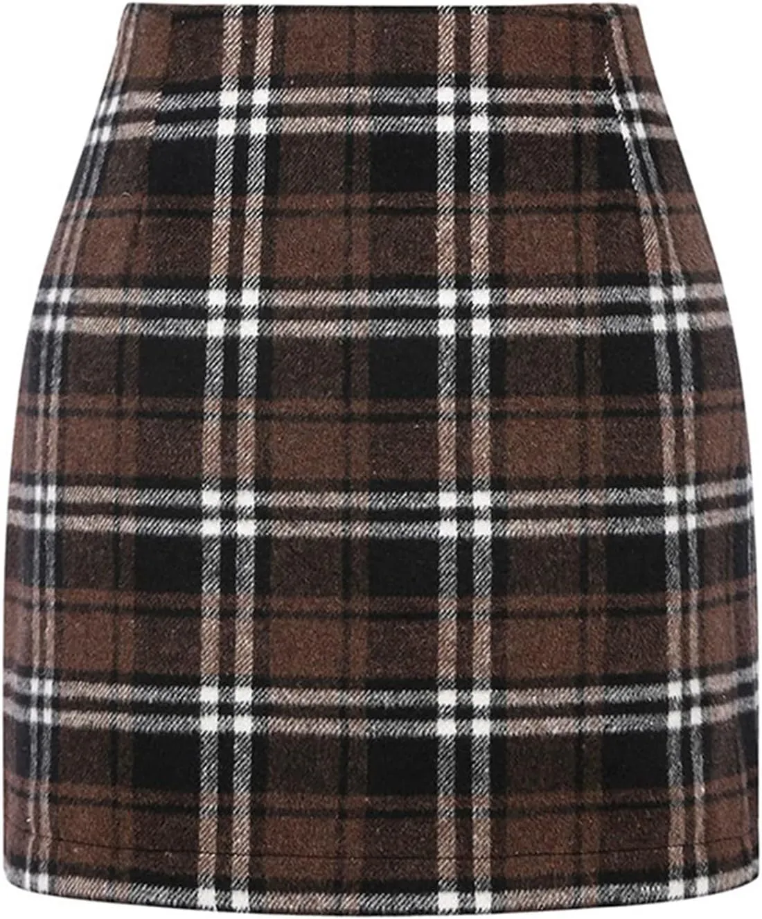 Womens Plaid Skirts High Waist Bodycon Pencil Skirt Wool A Line Stretch Mini Skirts Spring Skirts 2025 Trendy