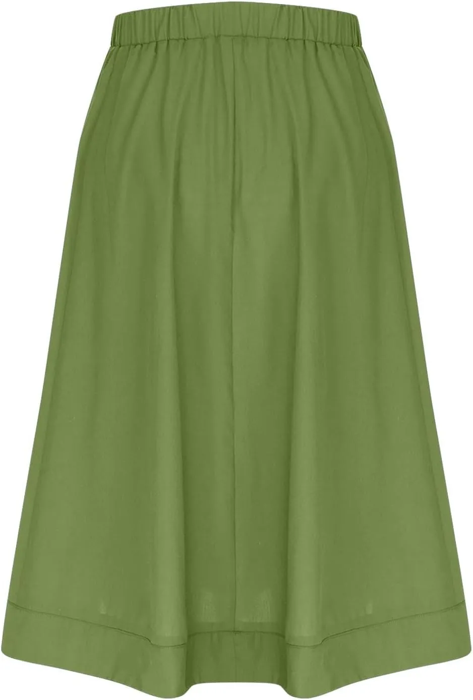 Womens Pleated Midi Skirt Stretchy High Waist Boho Swing Folded Skirt Summer Casual Elastic A-line Long Skirts