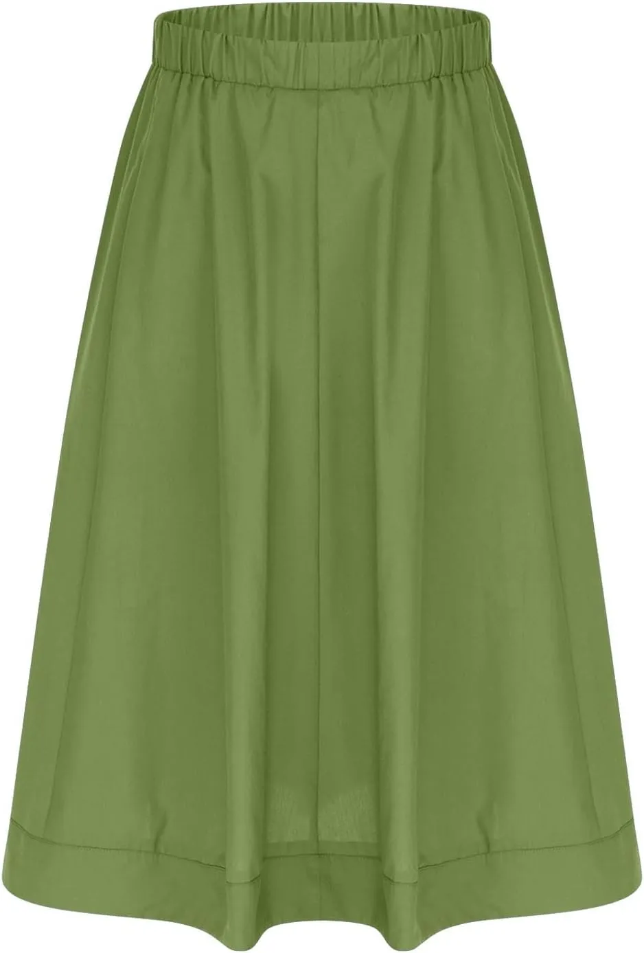 Womens Pleated Midi Skirt Stretchy High Waist Boho Swing Folded Skirt Summer Casual Elastic A-line Long Skirts