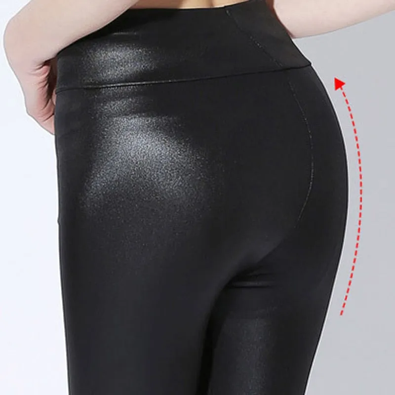 Women's Plus Size High Waist Faux Leather Pencil Pants