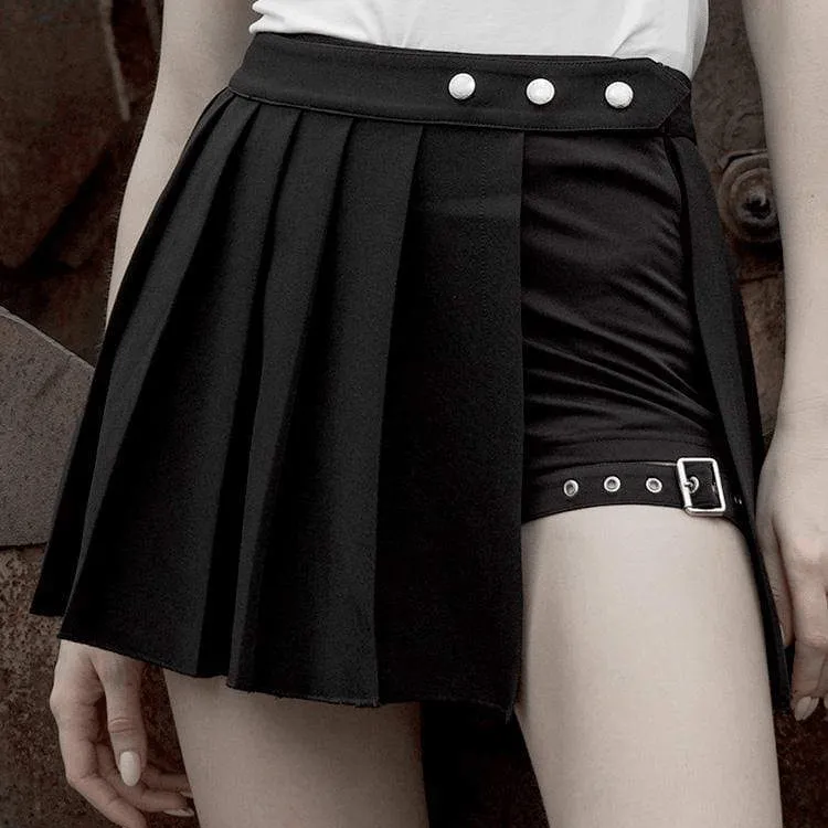 Women's Punk Two-Piece Irregular A-Line Plaid Pleated Skirts
