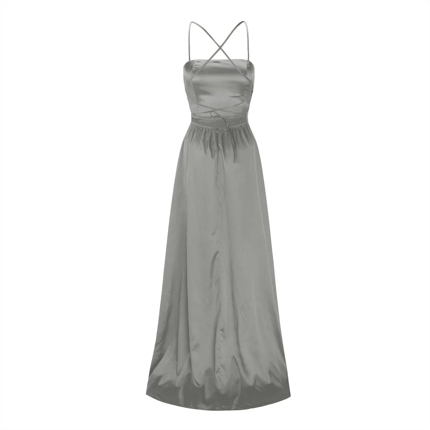 Women's Satin Bridesmaid Dresses Women Sleeveless V Neck Wedding Dress Elegant Party Evening Slim Maxi Dresses