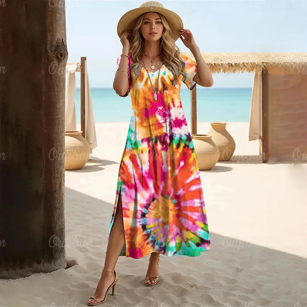 Women's Short Sleeve V-Neck Design Summer Dress