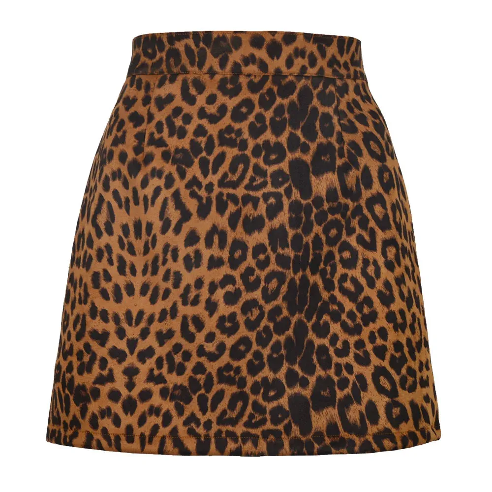 Women's Skirts Summer Fashion New Sexy Female High Waist Leopard Printed Zip A-Line Skirts LDY-WW4346