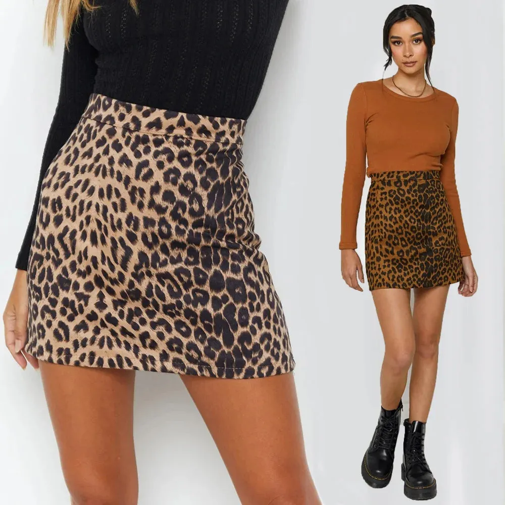 Women's Skirts Summer Fashion New Sexy Female High Waist Leopard Printed Zip A-Line Skirts LDY-WW4346