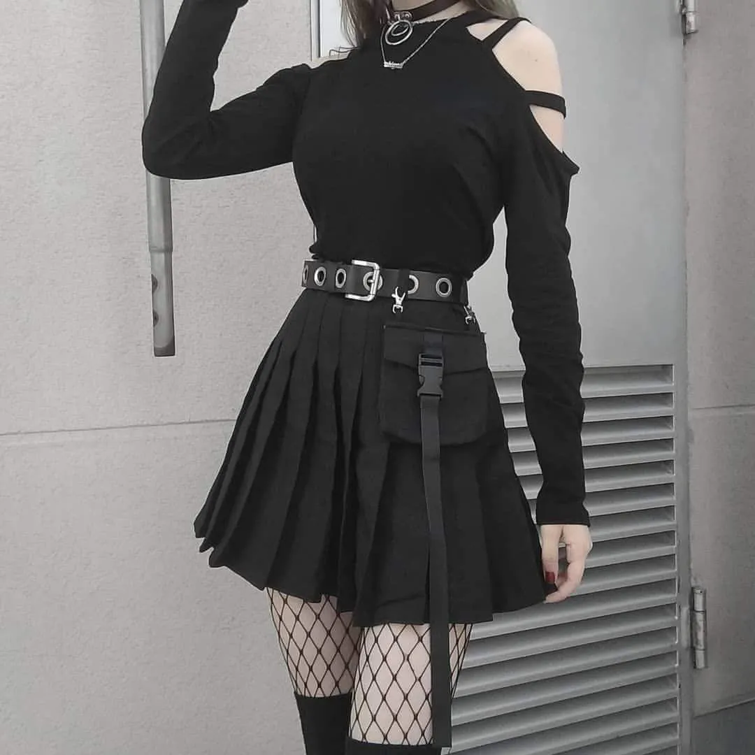 Women's Solid Color Pocket Pleated Skirts With Belt