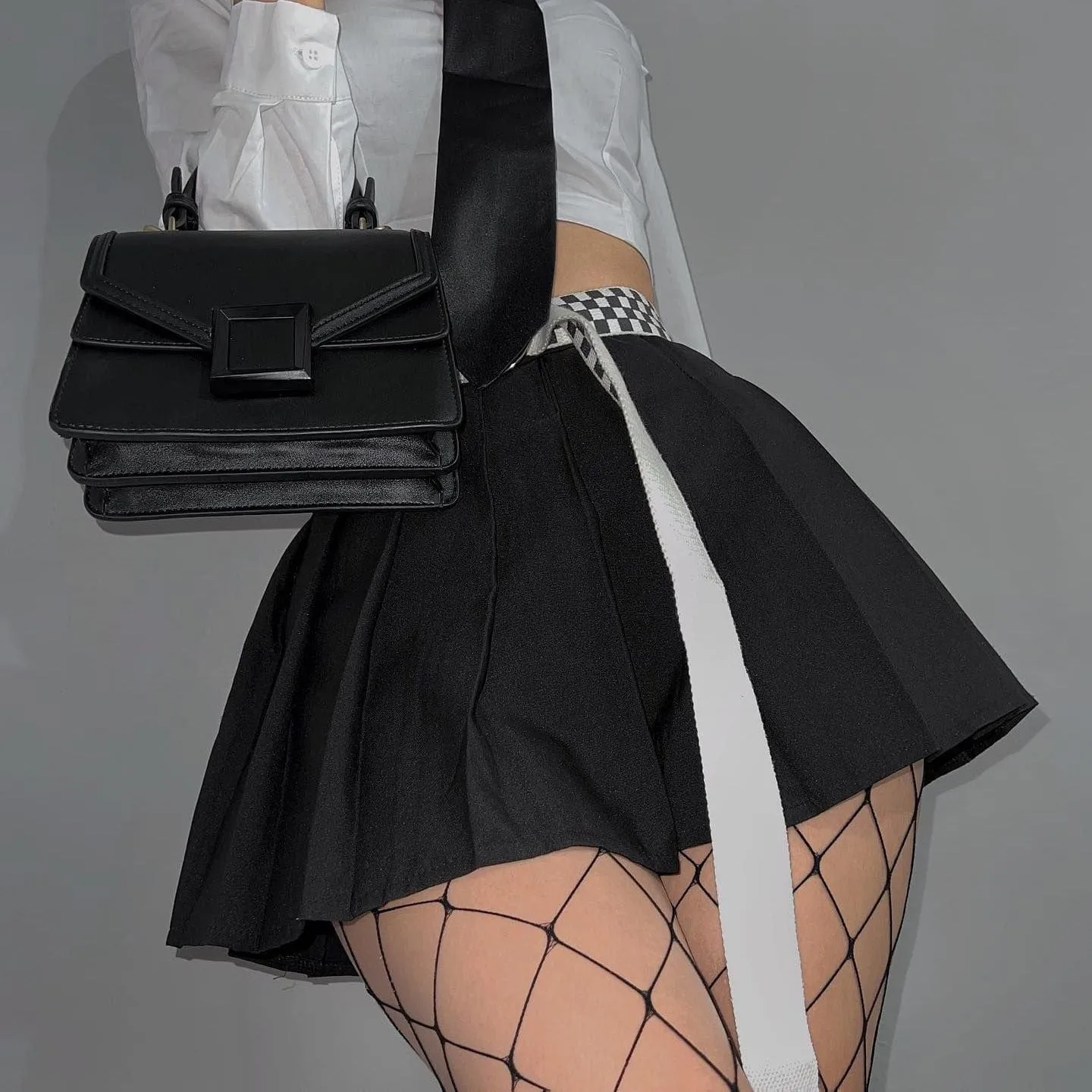 Women's Solid Color Pocket Pleated Skirts With Belt